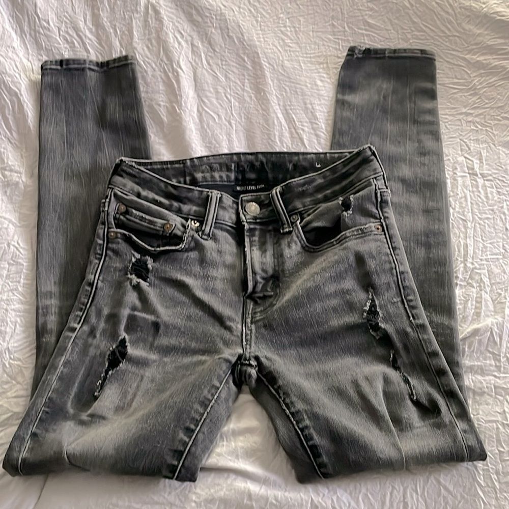 American Eagle Ne(x)t Level Flex Skinny Distressed Jeans Black 28x30